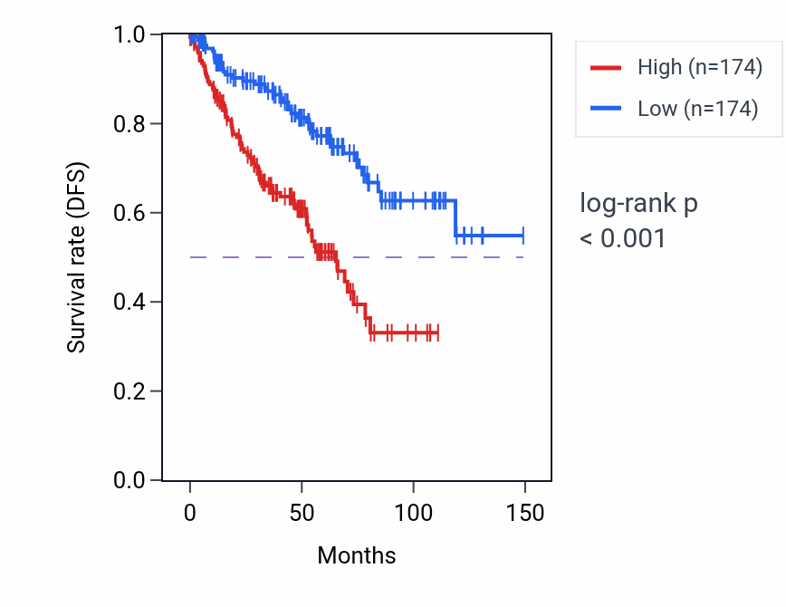 Kaplan&ndash;Meier survival curve for Mitochondrial RNA modification pathway activity in KIRC: high vs low activity groups.