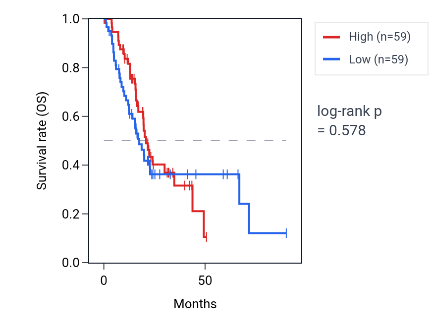 Kaplan&ndash;Meier survival curve for Positive regulation of voltage-gated potassium channel activity pathway activity in PAAD: high vs low activity groups.